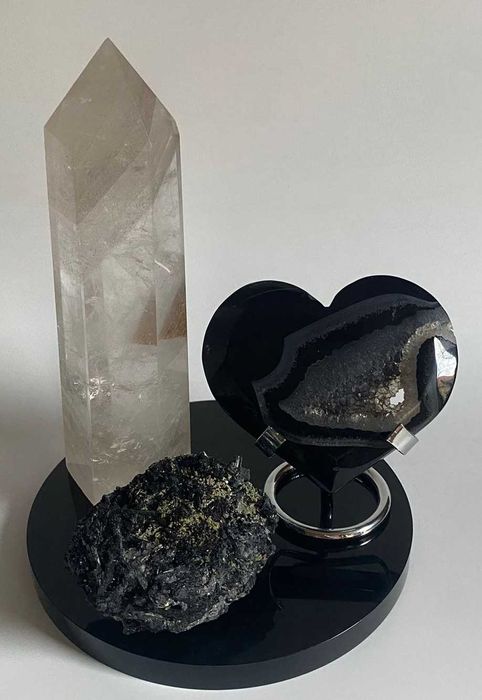 Decor Cristale - Cuart Transparent&Agat Negru&Turmalina - Set cristale