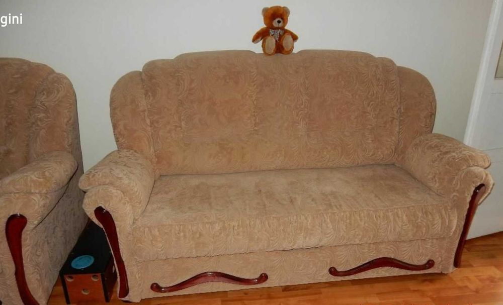 Canapea + fotolii extensibile cadru metalic