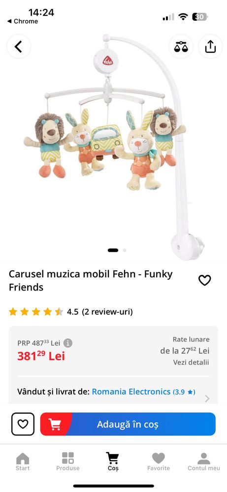 Carusel muzica mobil Fehn - Funky Friends