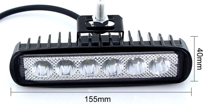 LED бар 18W, 6 диода, 9-30V, водоустойчив, дневна светлина 6*3W.