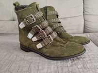 Ghete verde kaki, 39, dama, 25 cm interiori