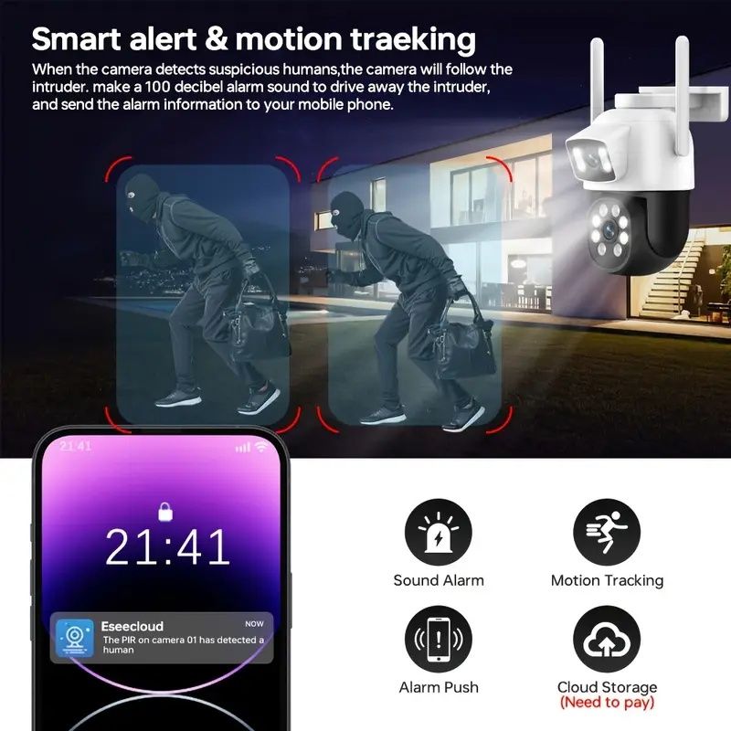 Dual lens WiFi Камера за видеонаблюдение.