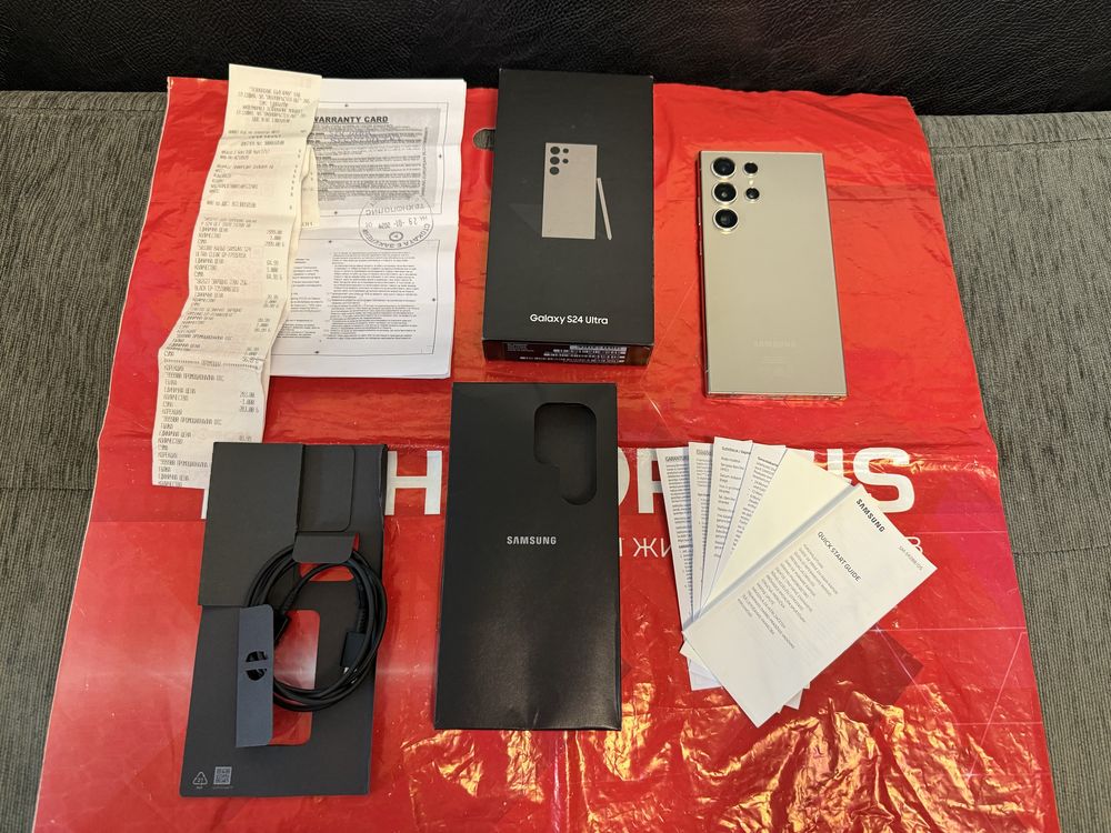 КАТО НОВ 512GB Samsung S24 Ultra 12GB Гаранция Technopolis до 2026