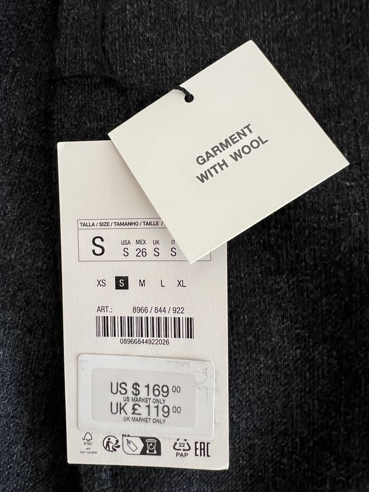 Vand pardesiu lung Zara S Dark Gray