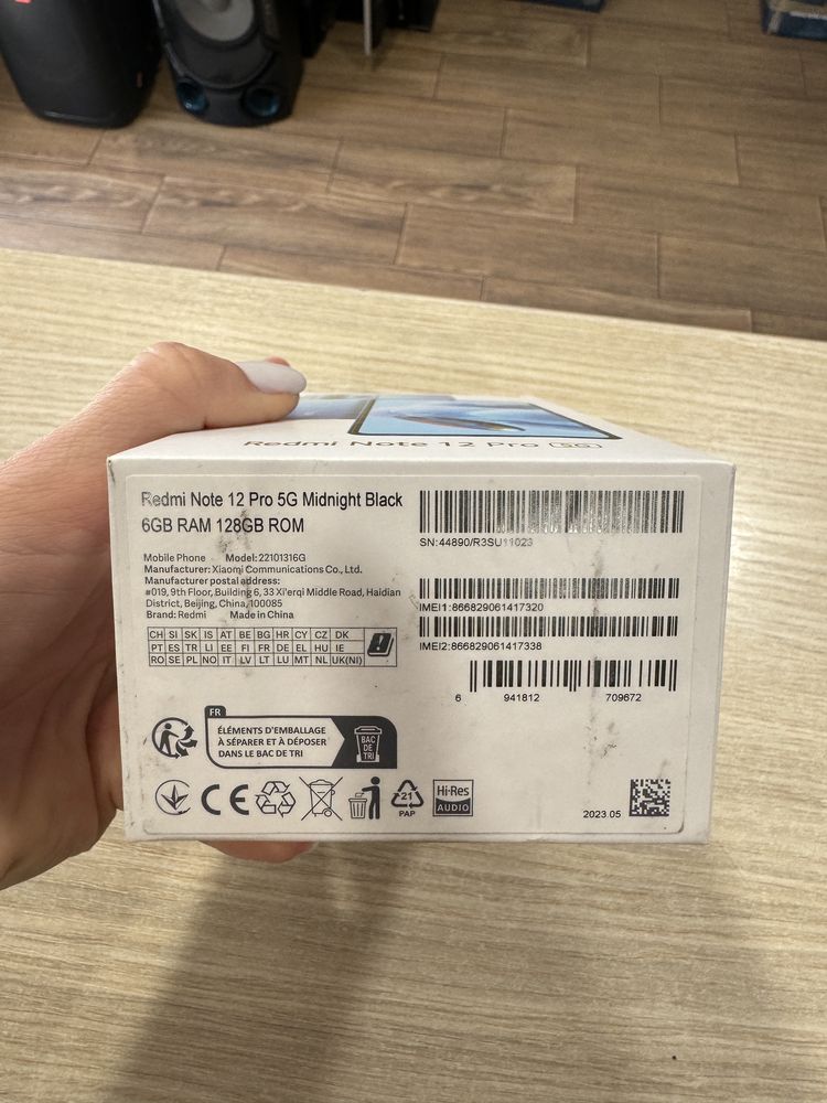 Xiaomi Redmi Note 12 Pro, 128GB, 6GB RAM, 5G, Black, NOU/Sigilat!