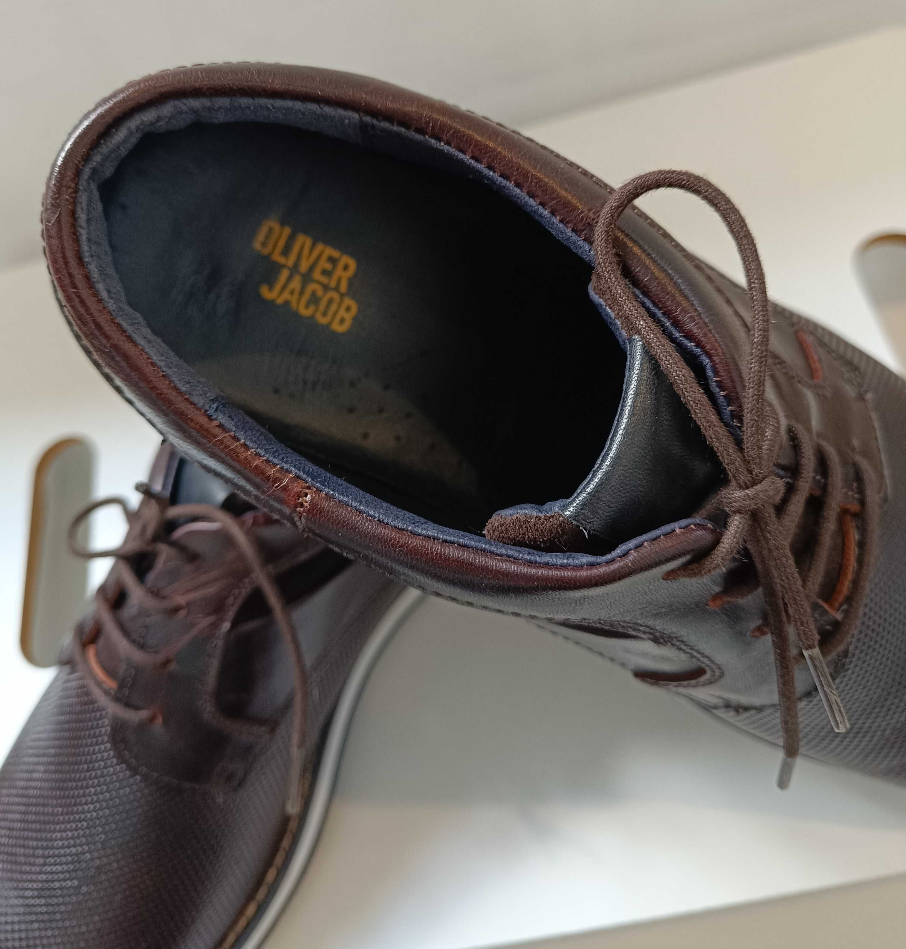 Pantofi derby casual 41 plain toe Oliver Jacob NOI piele naturala moal