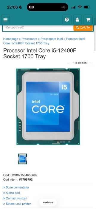 Procesor Intel Core i5-12400F Socket 1700 Tray