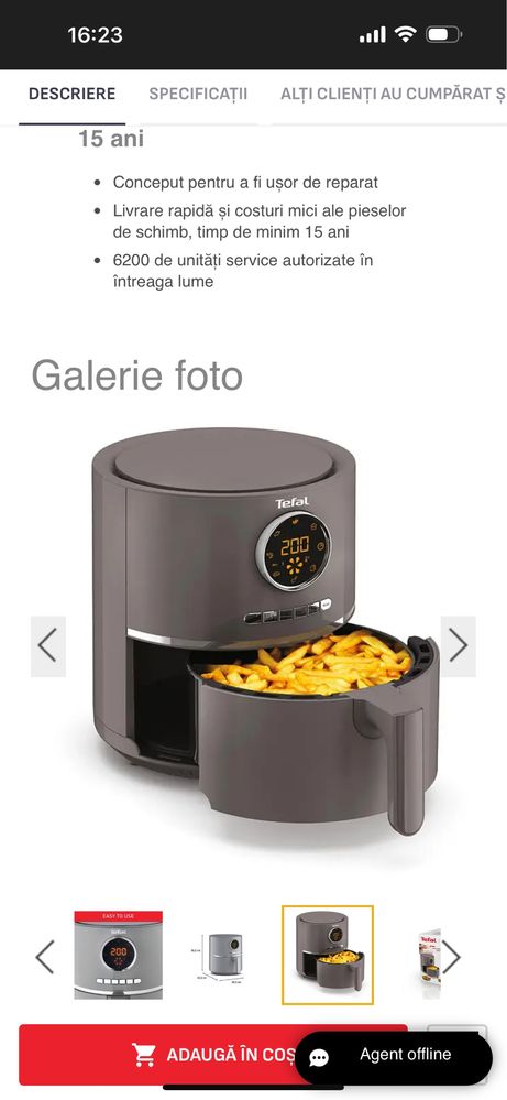 Friteuza cu aer cald Tefal capacitate 4.2L