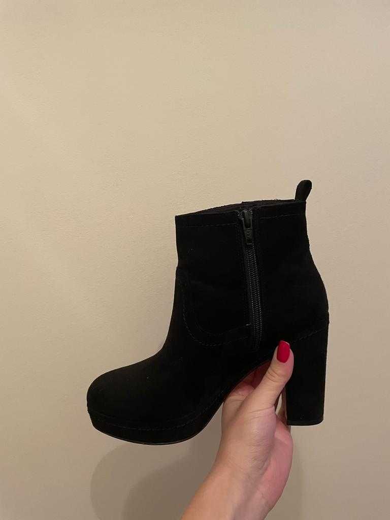 Botine negre| Piele intoarsa| Marimea 36