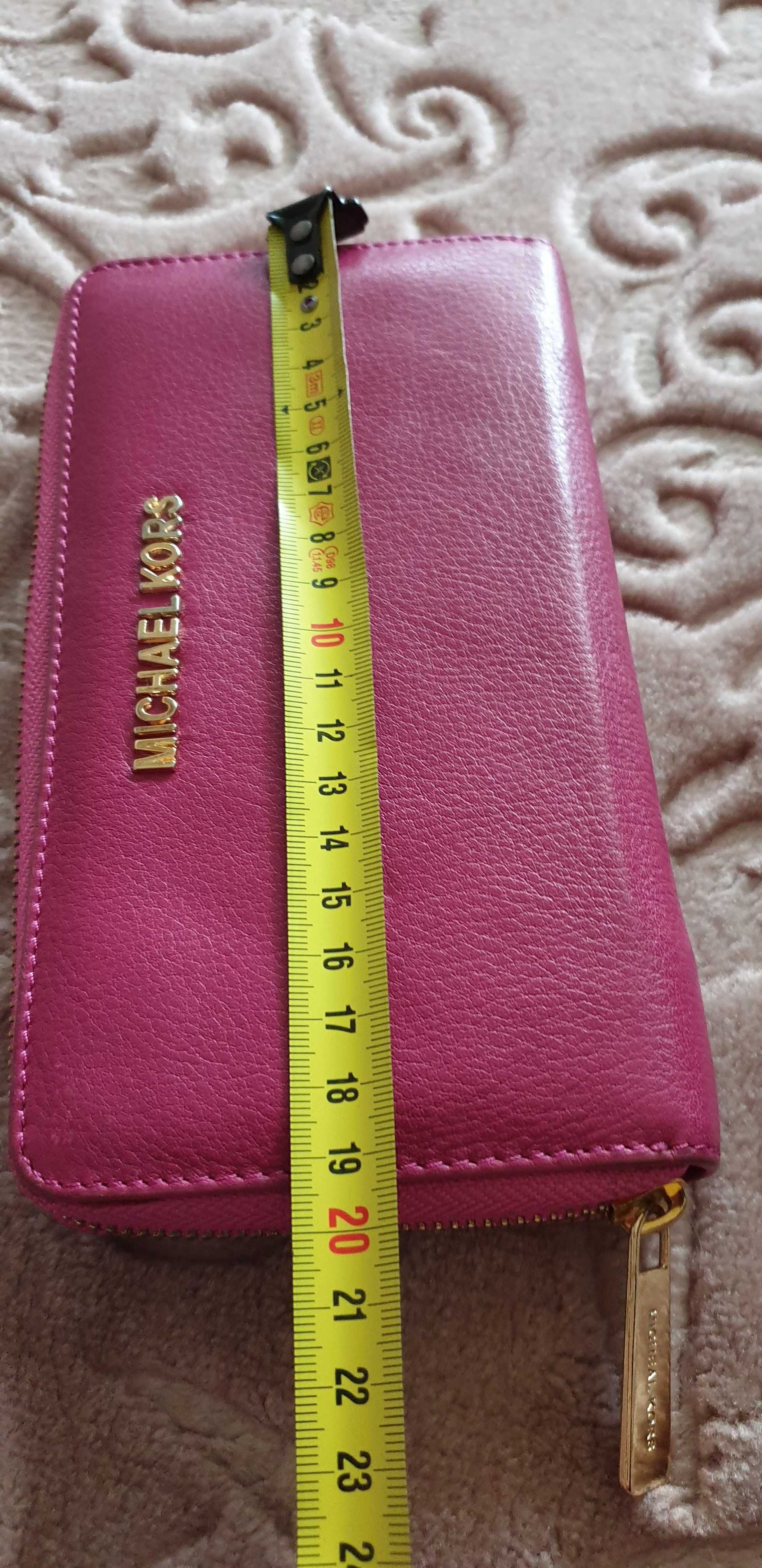 Portofel Michael Kors piele naturala 100%, marime XXL, culoare fucsia