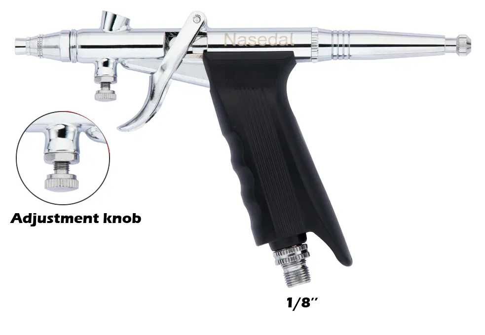 Set aerograf hobby, profi, cu suport palmar, 3 cupe pentru uz