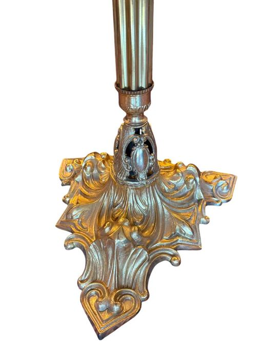 Lampadar din bronz aurit cu abajur textil, Pret redus -18%