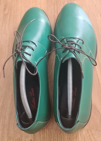 Pantofi piele, verde, 42