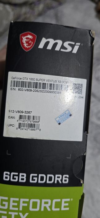 Msi 1660 SUPER ventus xs oc edition 6GB GDDR6 в отличном состоянии