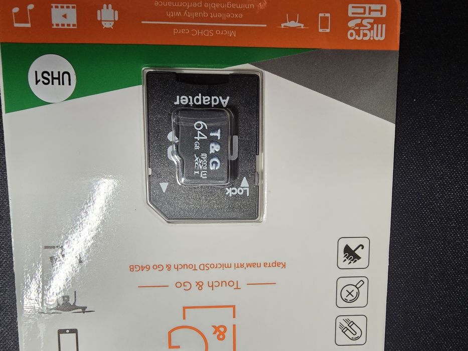 Card de memorie microsd 64gb, clasa 10, HD, UHS1, adaptor inclus, T&G
