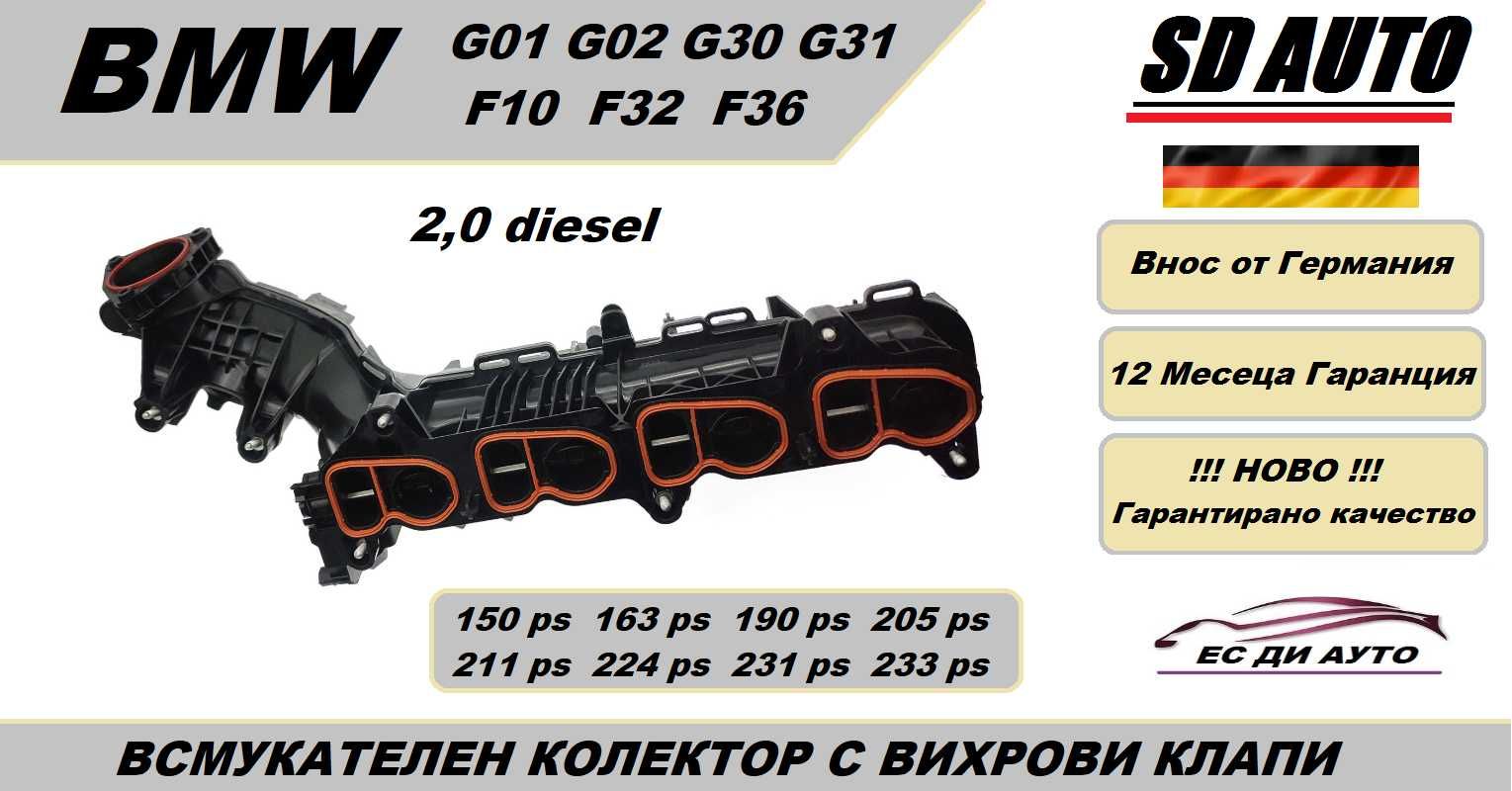 Всмукателен Колектор с вихрови Клапи за BMW 2,0d/N47/B47/oe:513655