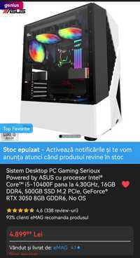 PC gaming asus la super oferta cost nou eMAG 4899 lei