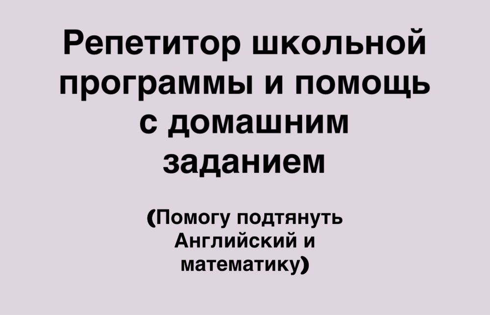 Репетитор для школьников ( делать дом.задание и повторять )