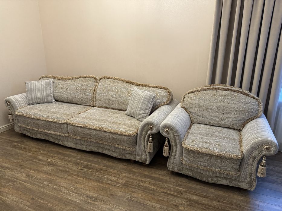 Продам б/у Беллоруский диван с креслом, ц.150 000тг