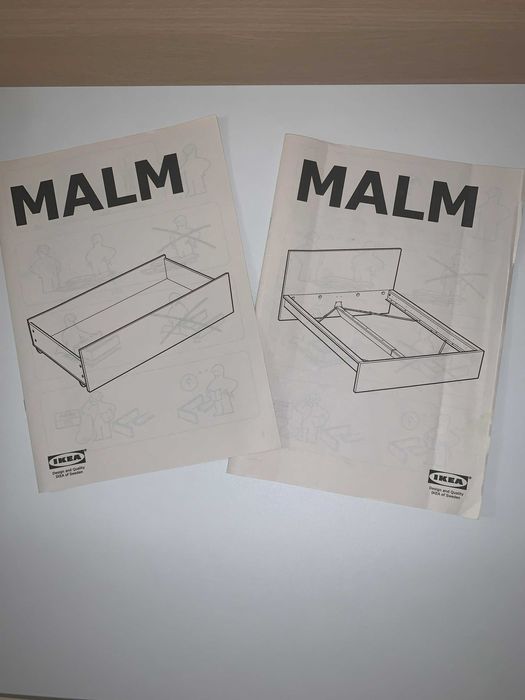 Pat IKEA MALM 140x200 cm cu 2 sertare depozitare