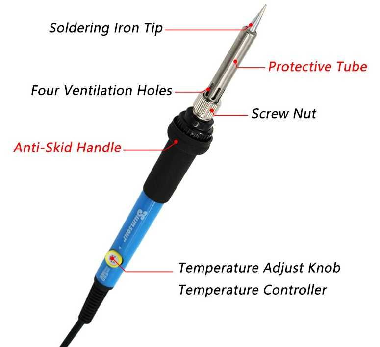 Ciocan de lipit 60W cu temperatura reglabila + 10 varfuri de rezerva