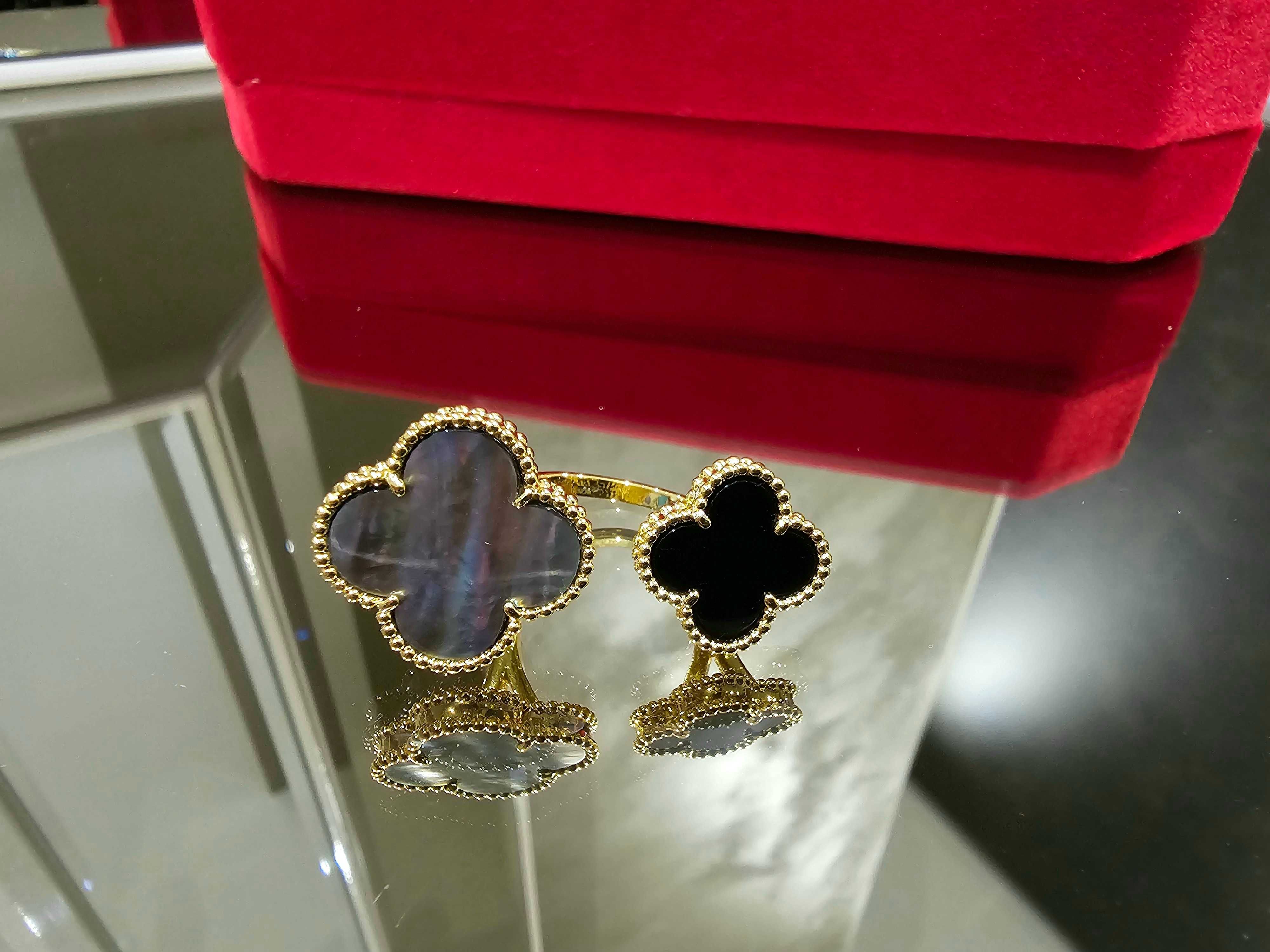 Van Cleef & Arpels VCA Gold Mother Onyx Magic Clovers Дамски Пръстен