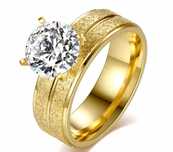 GR316, inel placat aur 18k, model logodna, lat, zirconiu alb fatetat