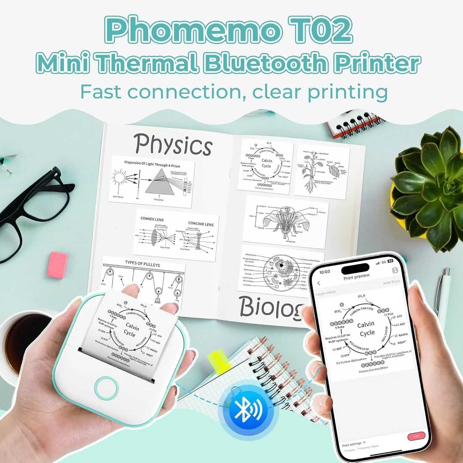 Джобен Мини Принтер Phomemo с  Bluetooth