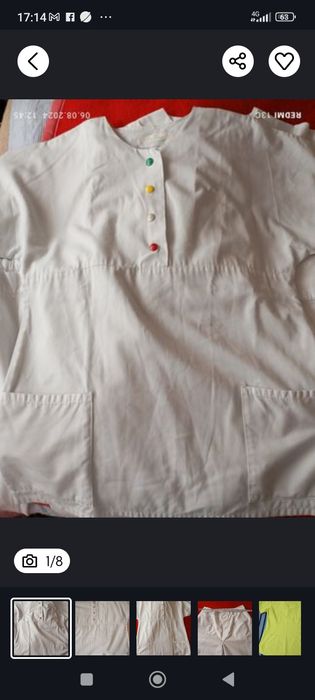 Bluze medicale cu pantaloni albe mar L