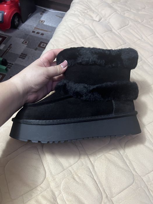 Ghete dama piele cu blana( stil UGG)