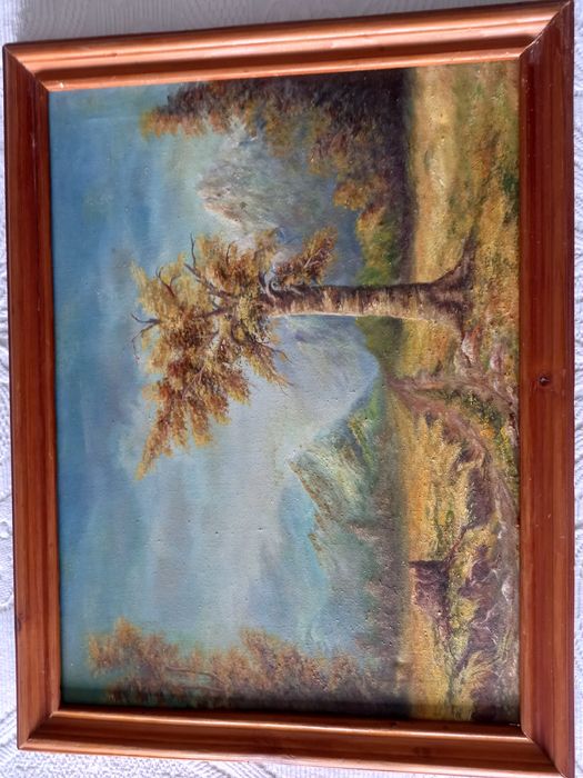 Tablou pictat pe placaj.