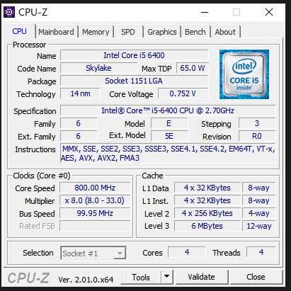 Core i5-6400 CPU 2.70GHz / 16 GB DDR4-2400 / 256 GB SSD + 500 GB HDD