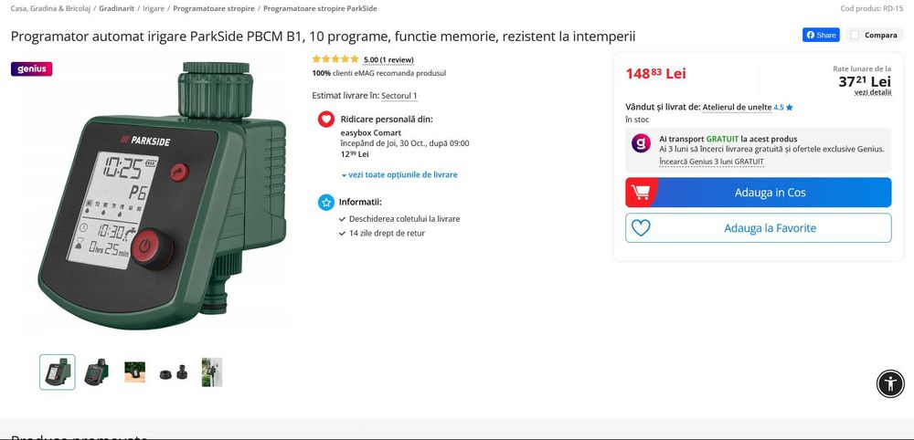 Programator Irigatii Temporizator IRIGARE Calculator Gradina PARKSIDE