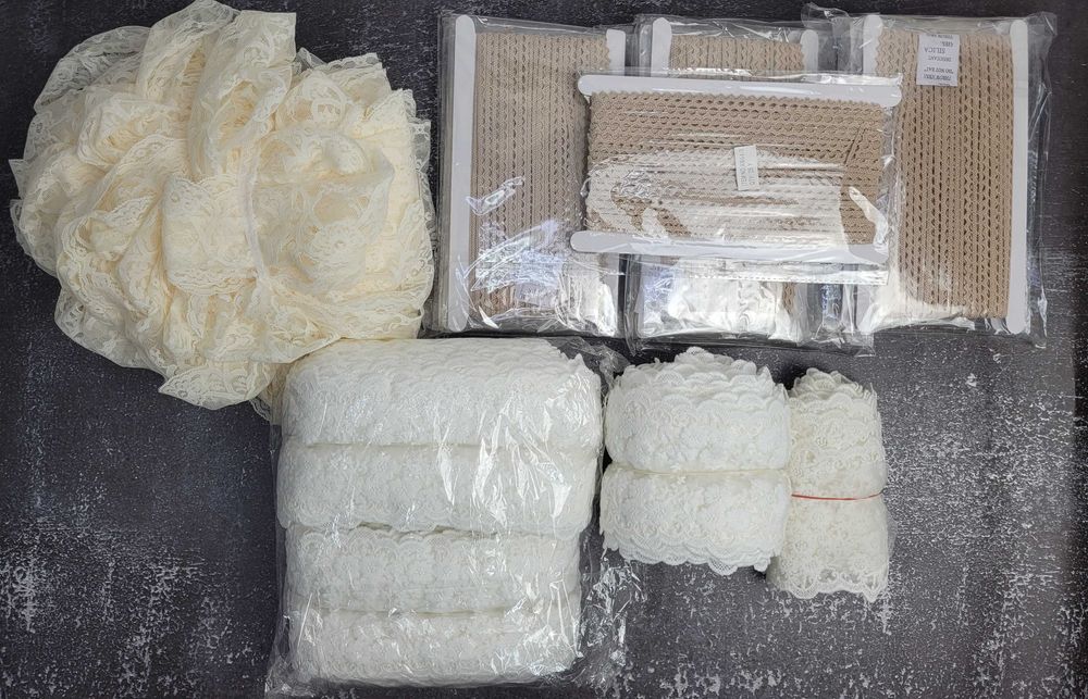 Lot dantela alba, ivory, crem, total 299 m