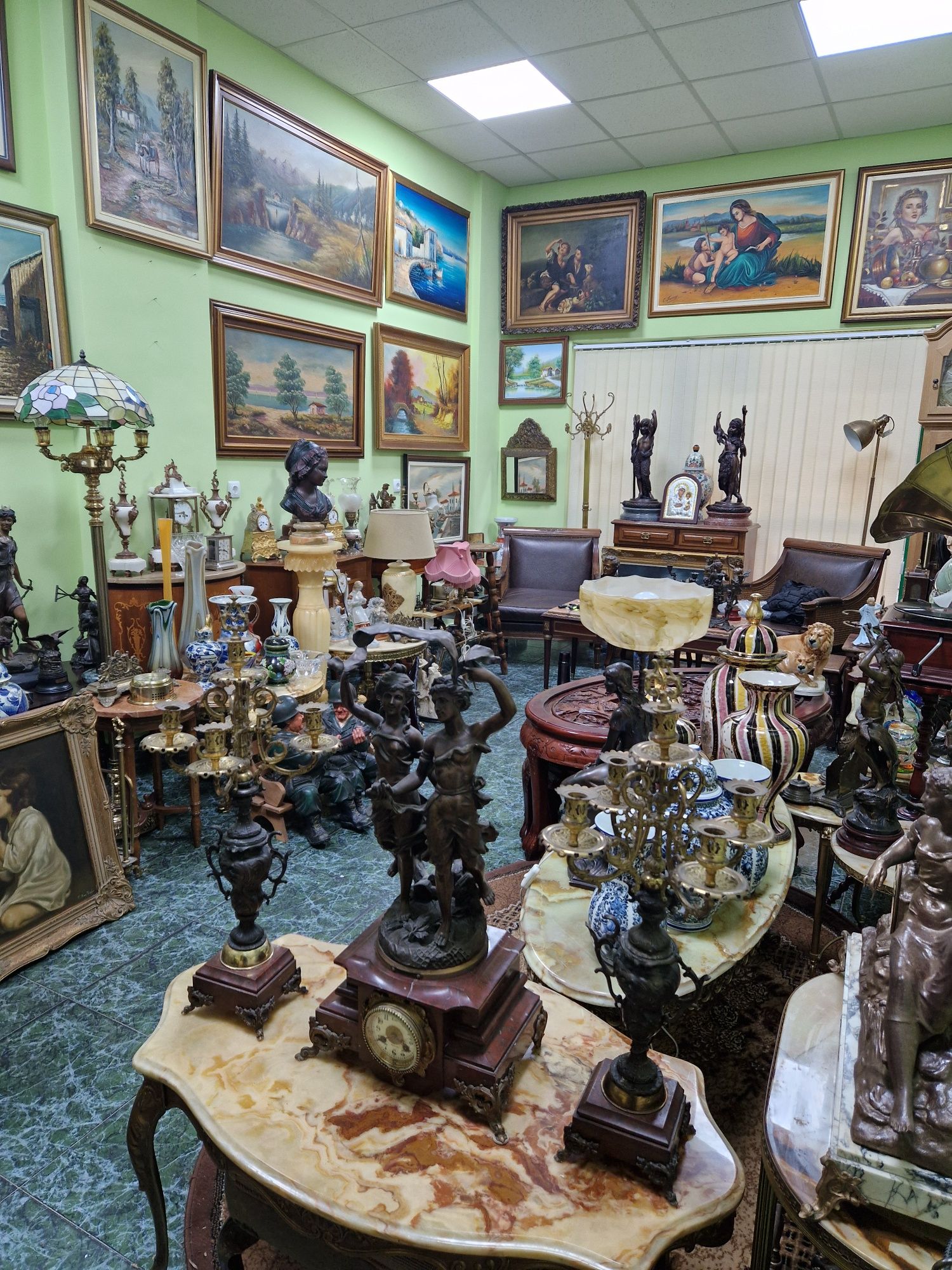 Изключителна антикварна авторска френска картина масло платно