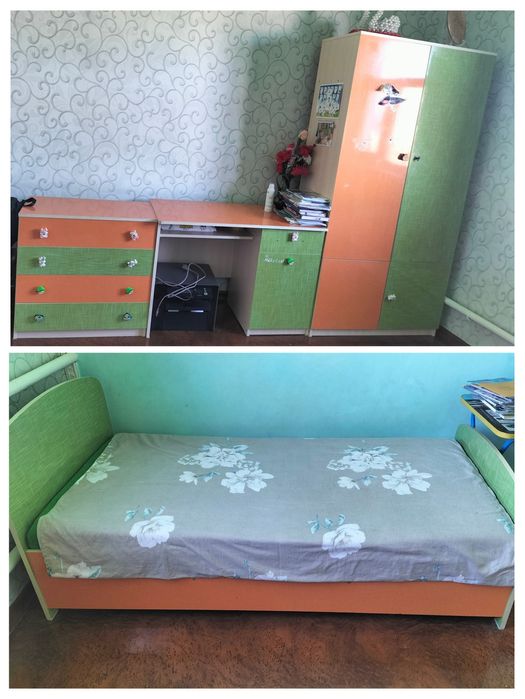Детский шкаф, дифан, тумбо, компьютерімен полный комплект сатылады