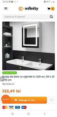 Dulăpior de baie cu oglinda și cu lumini 50x70x13