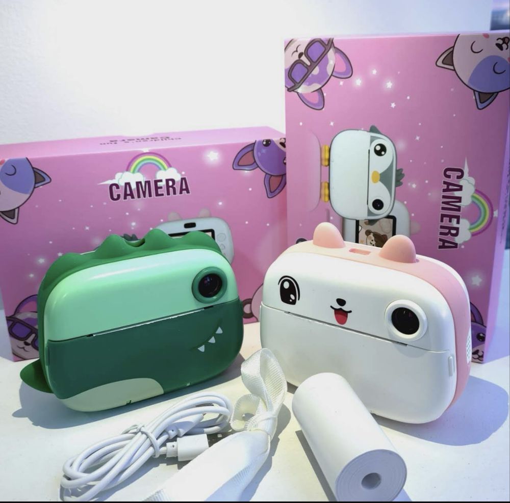 Camera pentru copii foto video, cu imprimare imediata, verde, NOUA