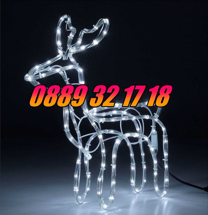 Коледен светещ елен, коледна украса, топла бяла светлина