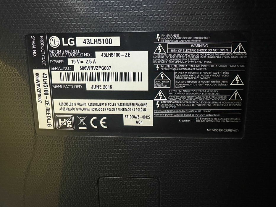 Телвизор LED tv LG 43LH5100