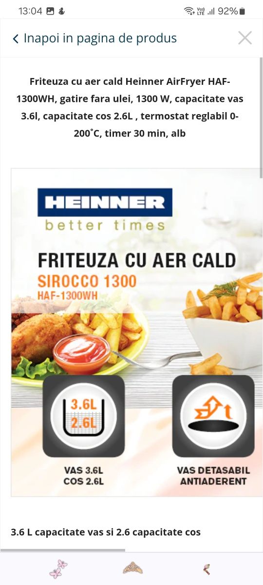 Friteuza cu aer cald