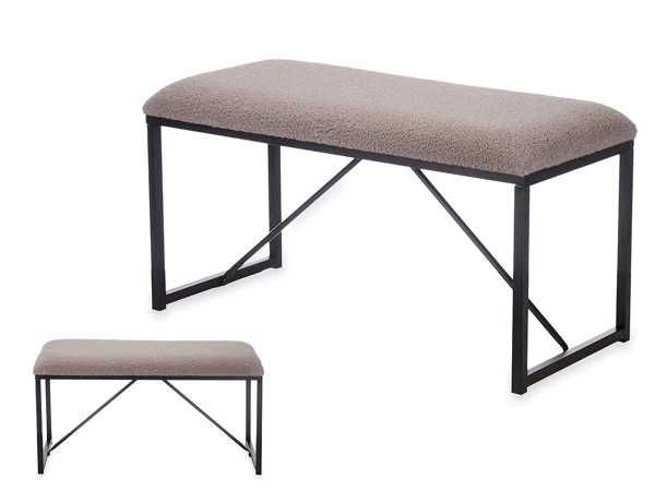 Bancă gri din piele de oaie si metal