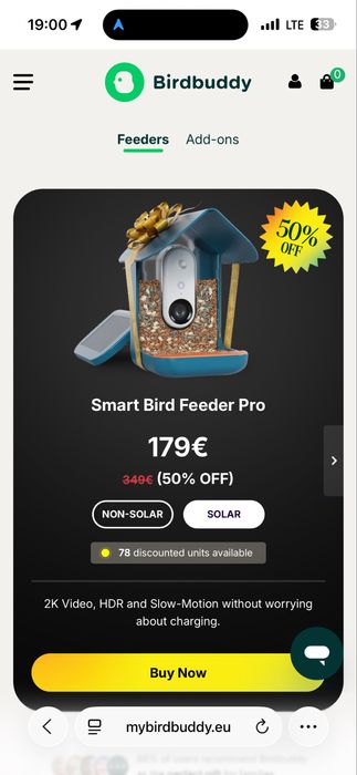 Smart Bird Buddy / Smart Feeder Solar Roof / Sigilata Noua