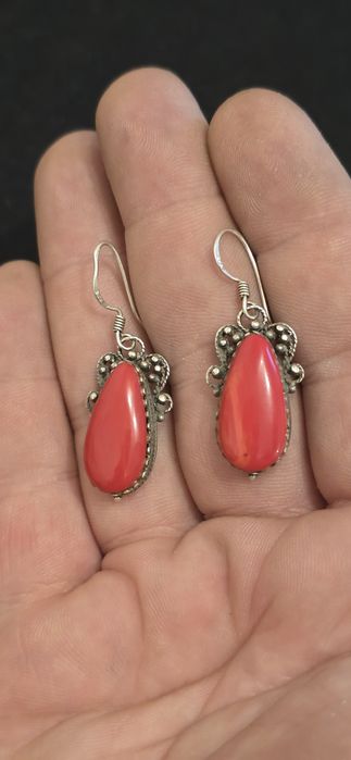Cercei argint coral