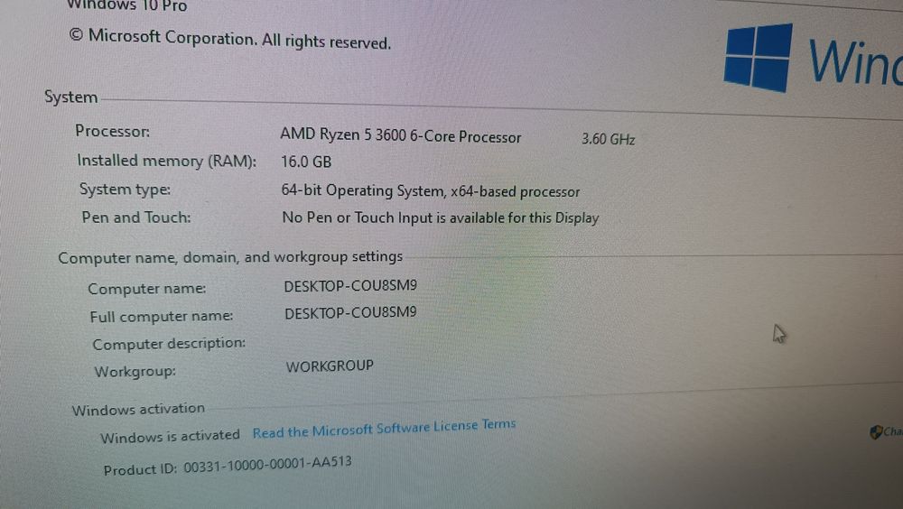Unitate Gaming Procesor AMD Ryzen 5 3600 12core 4ghz 16gb ddr4 RX580 8