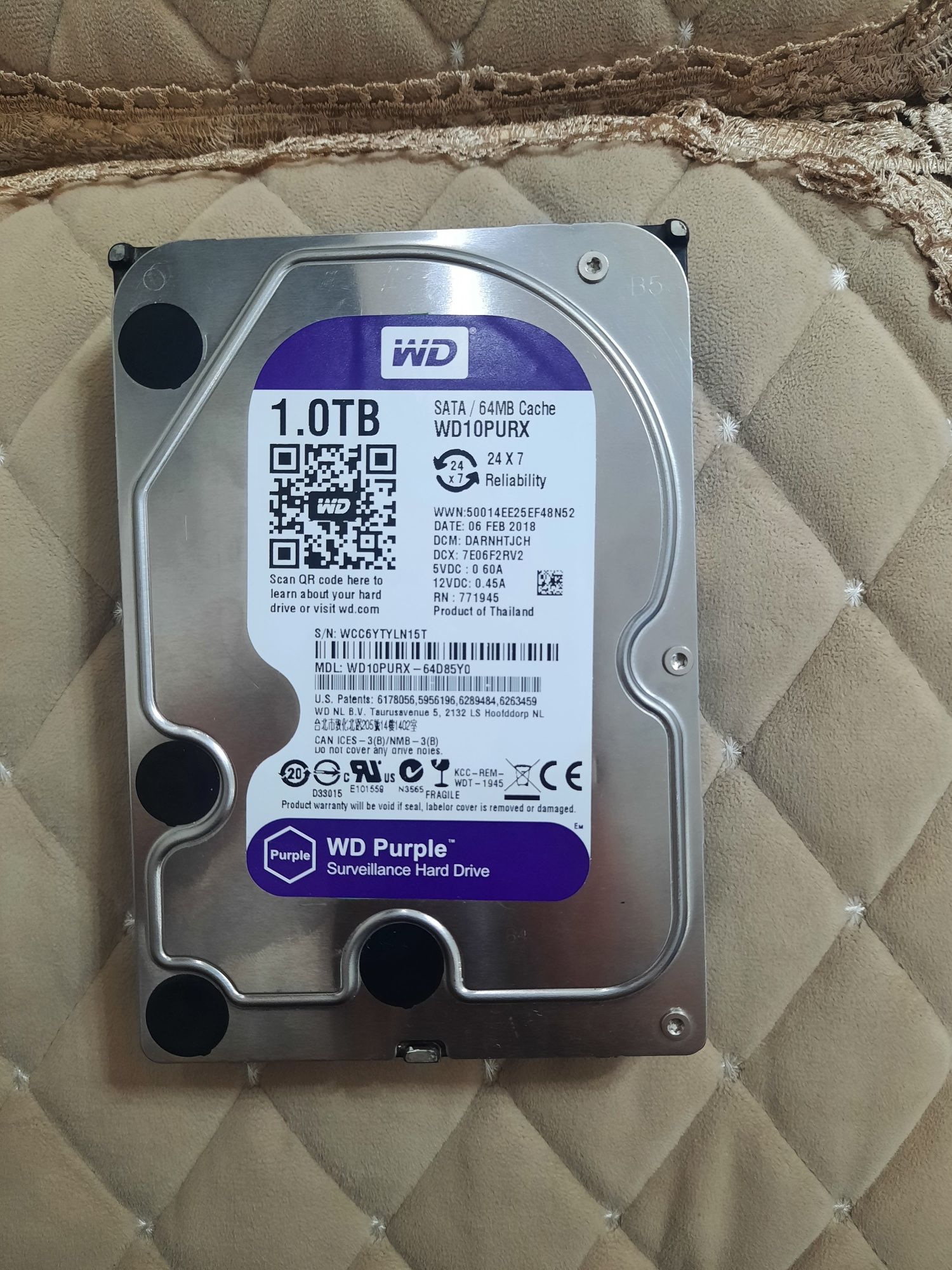 Жесткий диск серии WD Purple 1 ТБ