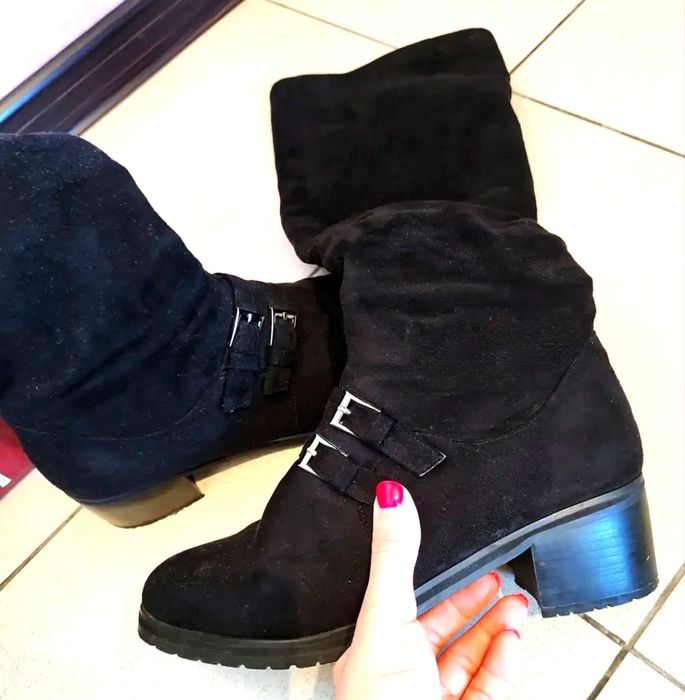 Сапоги замшевые женские длинные