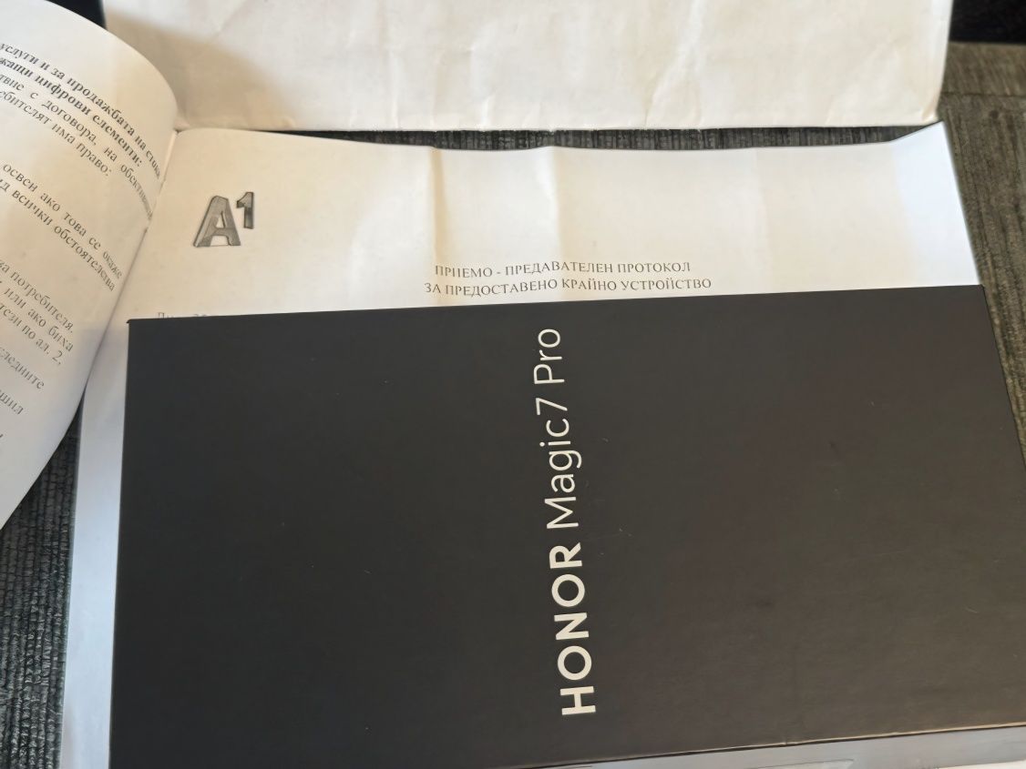 КАТО НОВ 512GB Honor Magic 7 Pro 12GB 5G A1 Гаранция 2027г Black
