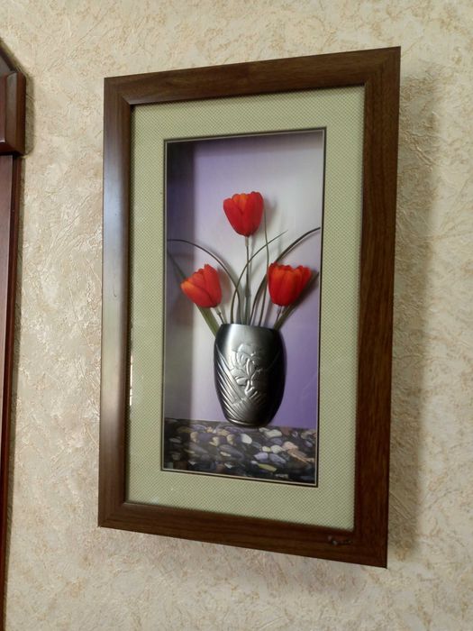 Объемная картина композиция кувшин с маками размер 26х42.