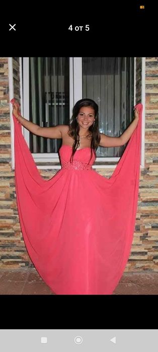 Великолепна бална рокля в наситен розов цвят, изработена по поръчка.
